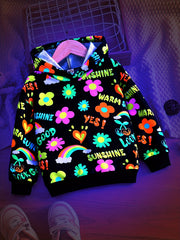 Girls Colorful Sunshine & Flowers Hoodie Sweatshirt