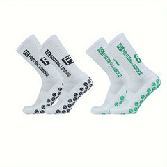 2 Pairs Men's Mid Crew Sport Socks - Sweat Absorbing & Comfy