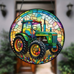 Tractor Pattern Suncatcher Home Decor & Field Tractor Lover