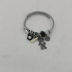 Heart Flower Bear Pendant Bracelet Stainless Steel DIY Jewelry