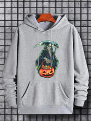 Men's Halloween Style Death Graphic Hoodie Casual Drawstring Sweatshirt