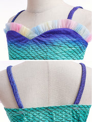 Girls Mermaid Set Cami Top & Fishtail Skirt Fish Scale Print Beach Party Costume