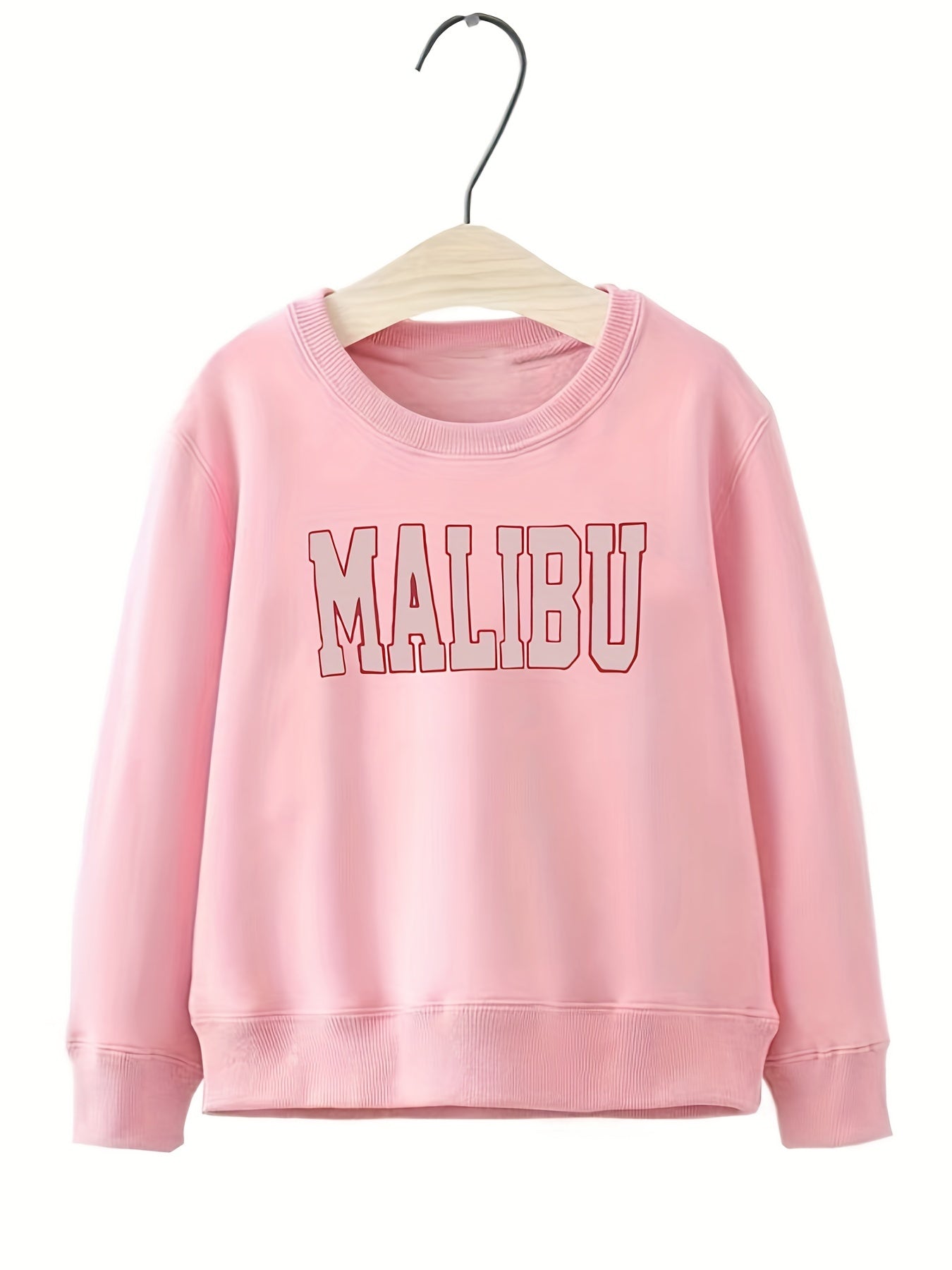 Girls Letter Sweatshirt Round Neck Top Pullovers