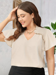 Ruffle Trim V-Neck Top
