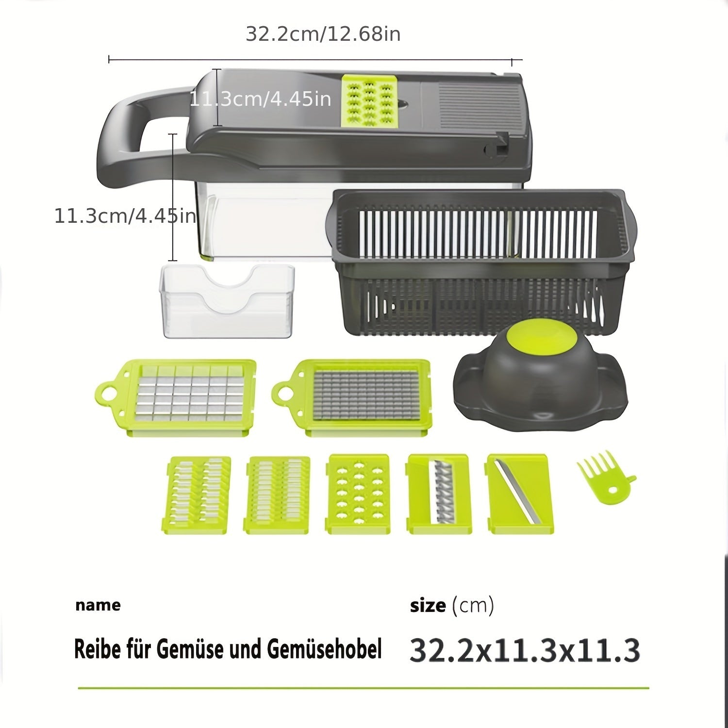 Kitchen Vegetable Chopper 14 In 1 Food Cutter With 8 Blades And Container