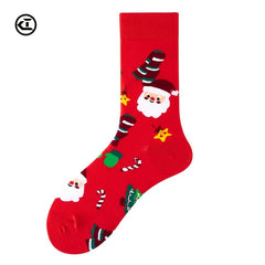 Men's Christmas Tube Socks Red Santa Print Autumn Winter
