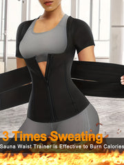 Women's Seamless Waist Trainer Corset Gym Vest with Double Belts
