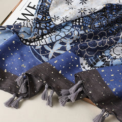 Vintage Printed Scarf Tassel Shawl Windproof Head Wrap