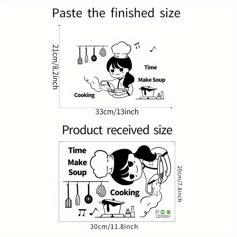 Cartoon Waterproof Vinyl Wall Sticker Mural for Kitchen Decor