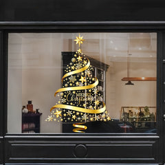 Golden Christmas Tree Window Stickers