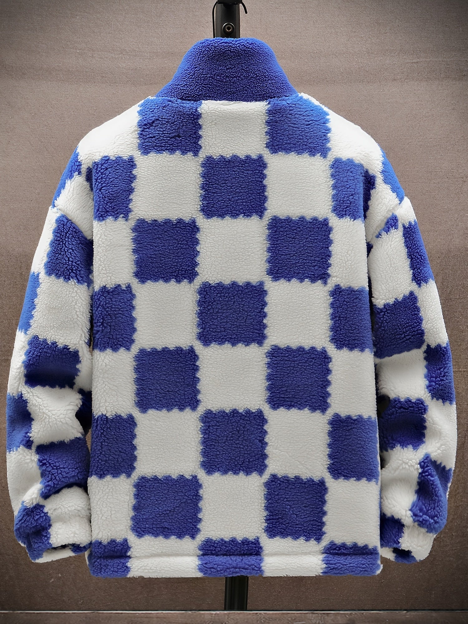 Men's Plaid Fleece Coat Thickened Thermal Couple Coat