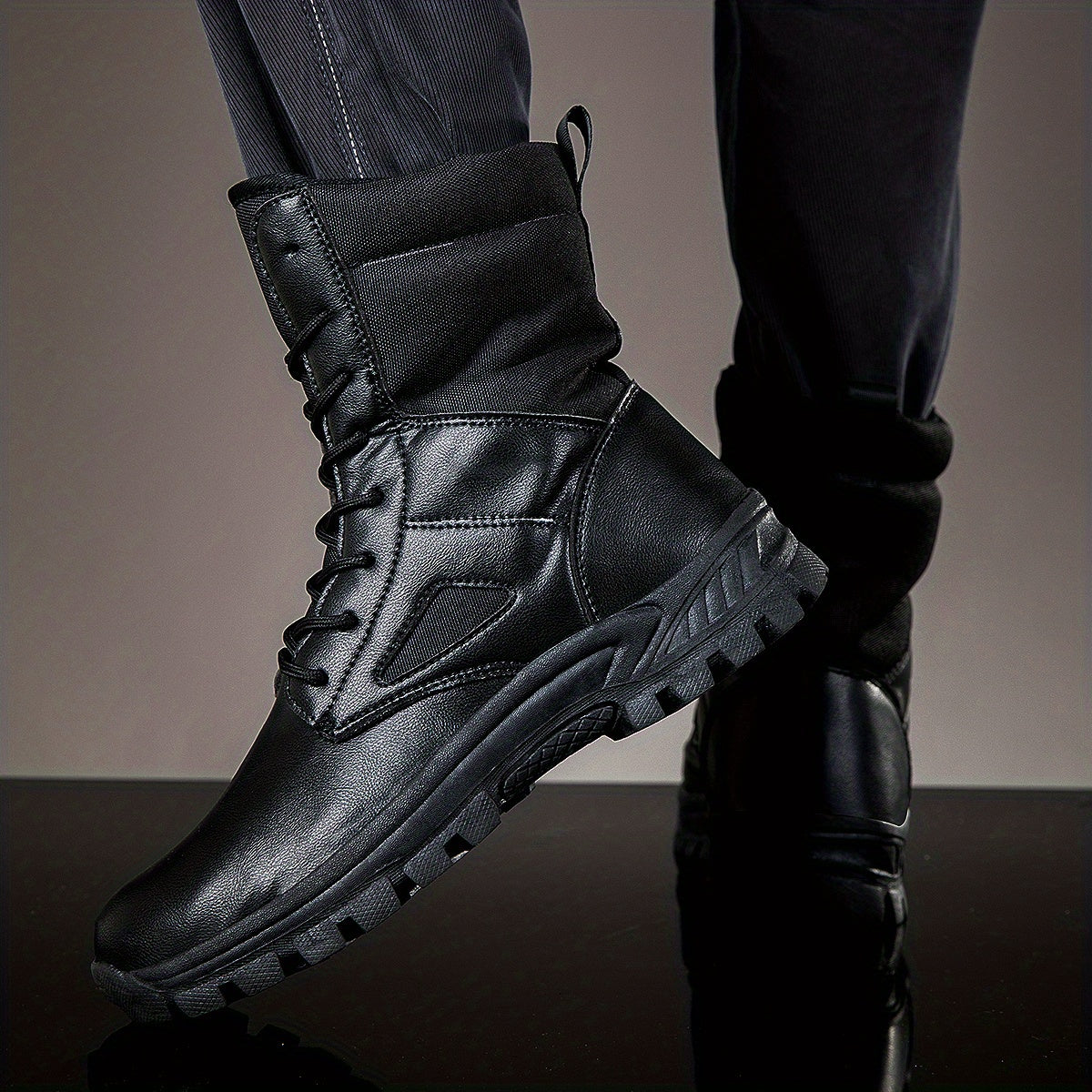 Men's Large Size Mid Calf Boots - Outdoor Hiking Mountaineering