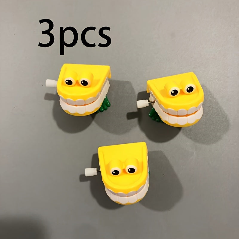 3Pcs Clockwork Jumping Teeth Toys with Eyes Christmas Children'S Toys