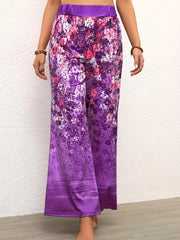 Floral Print High Rise Stretch Flare Leg Pants