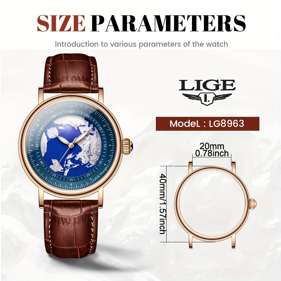 LIGE Boys' Quartz Watch Classic Vintage Three-pin 30m Waterproof Teen Gift Watch