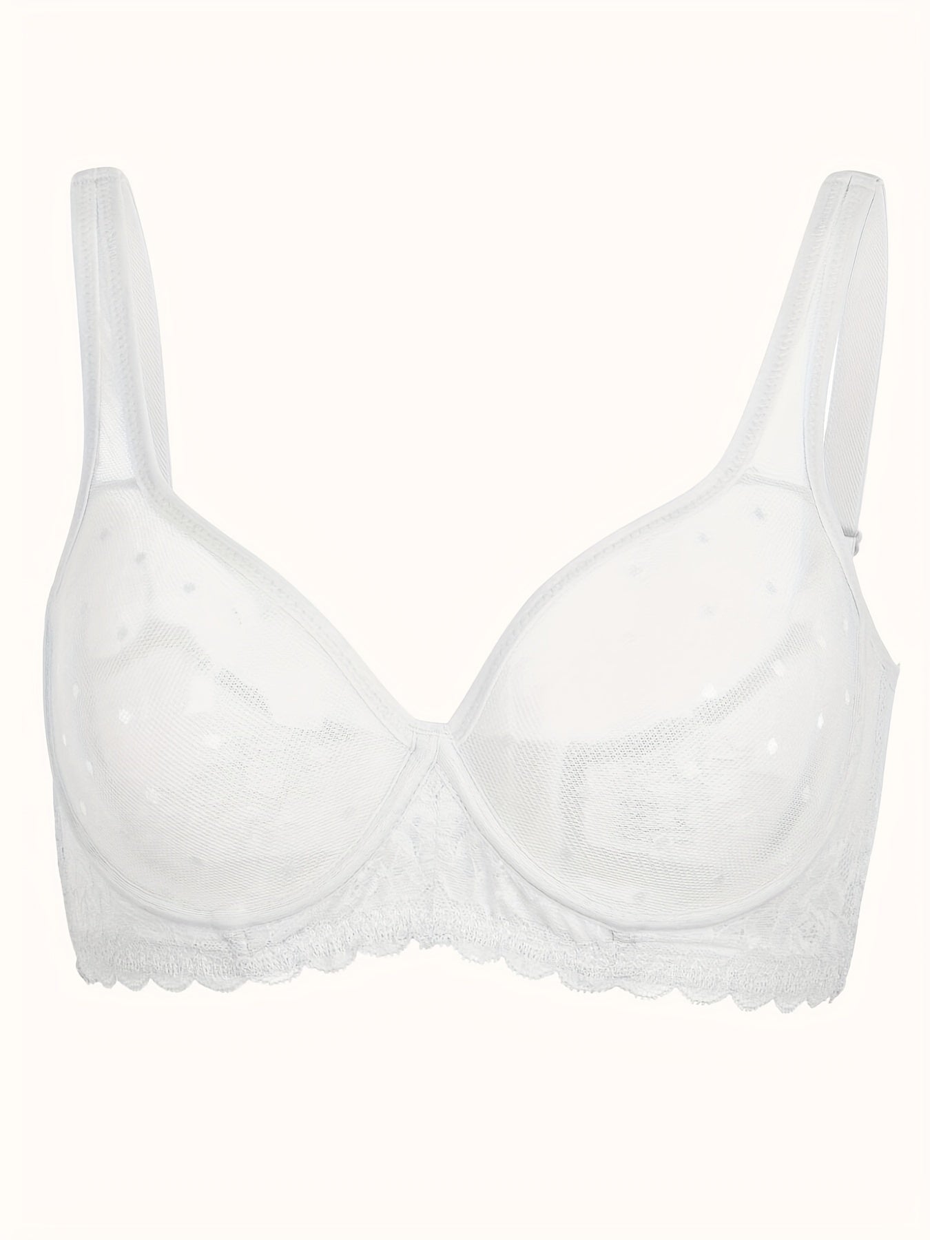 Polka Dot Mesh Unlined Push Up Bra Sheer Lingerie