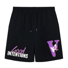 Men's Casual Sports Loose GOOD INTENTIONS Graphic Pocket Elastic Waist Drawstrin