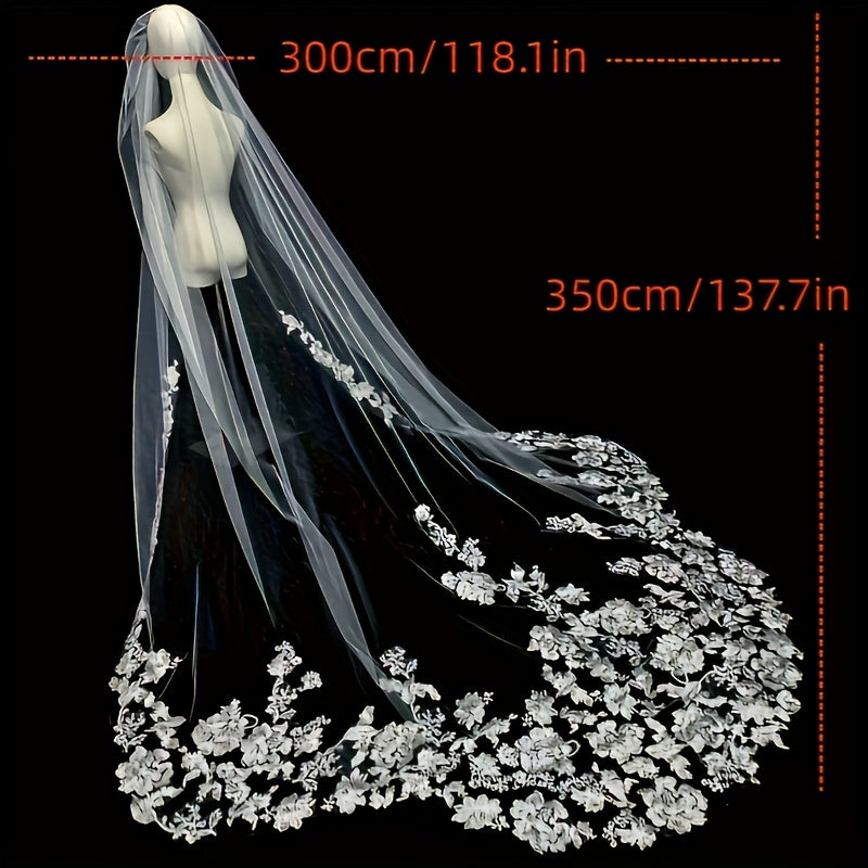 Retro Bridal Headcloth Fine Yarn Pattern Long Tail Wedding Women's Headcloth
