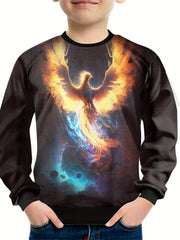 Teens Holy Phoenix 3D Print Sweatshirt Kids Casual Pullover
