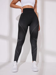 Geometric Print High Waist Yoga Pants Slim Fit Sports Leggings Women's Activewea