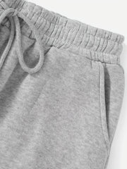 Heart Print Drawstring Stretch Shorts
