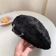 Chain Decor Tassel Beret Solid Casual Painter Hat Berets Cap For Women