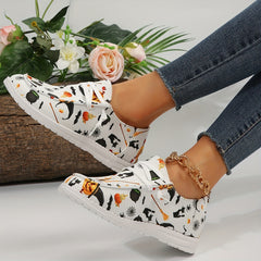 Women's Halloween Pumpkin Pattern Skate Shoes Lightweight Loafers