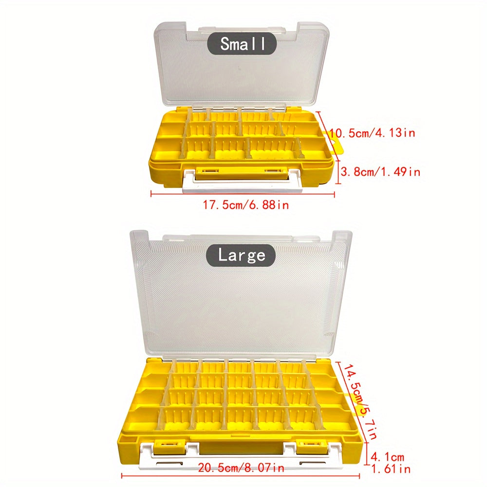 Double Sided Tool Storage Box with Grids and Handles