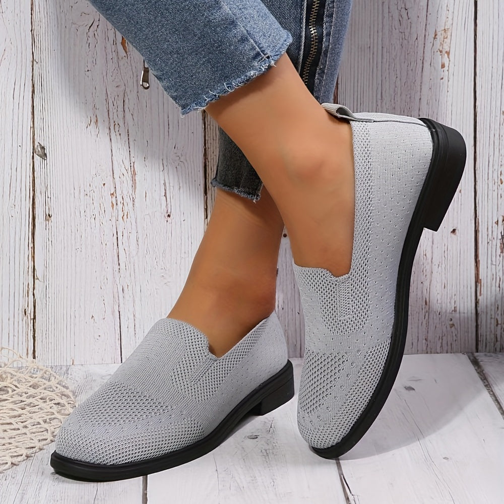 Women's Knitted Flat Shoes Soft Sole Slip On Shoes Comfy Outdoor Flats