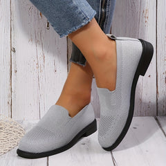 Women's Knitted Flat Shoes Soft Sole Slip On Shoes Comfy Outdoor Flats