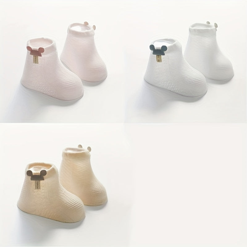 3 Pairs Casual Bow Knit Socks Soft Comfortable Elastic Thin Cotton Socks