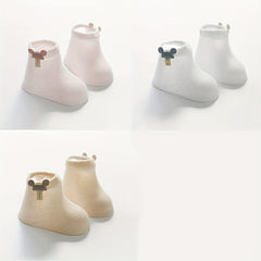 3 Pairs Casual Bow Knit Socks Soft Comfortable Elastic Thin Cotton Socks