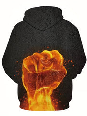 Men's 3D Flame Fist Hoodie Active Breathable Sweatshirt