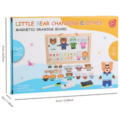 Kids Magnetic Drawing Board Bear Dress Up Puzzles Educational Number Magnets