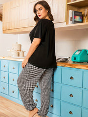 Short Sleeve Pajama Set with Plaid Pants