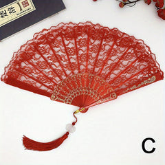 Retro Style Lace Orchid Folding Fan Dance Photography Props