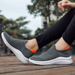 Women's Lightweight Knit Slip On Sneakers - Solid Walking Shoes