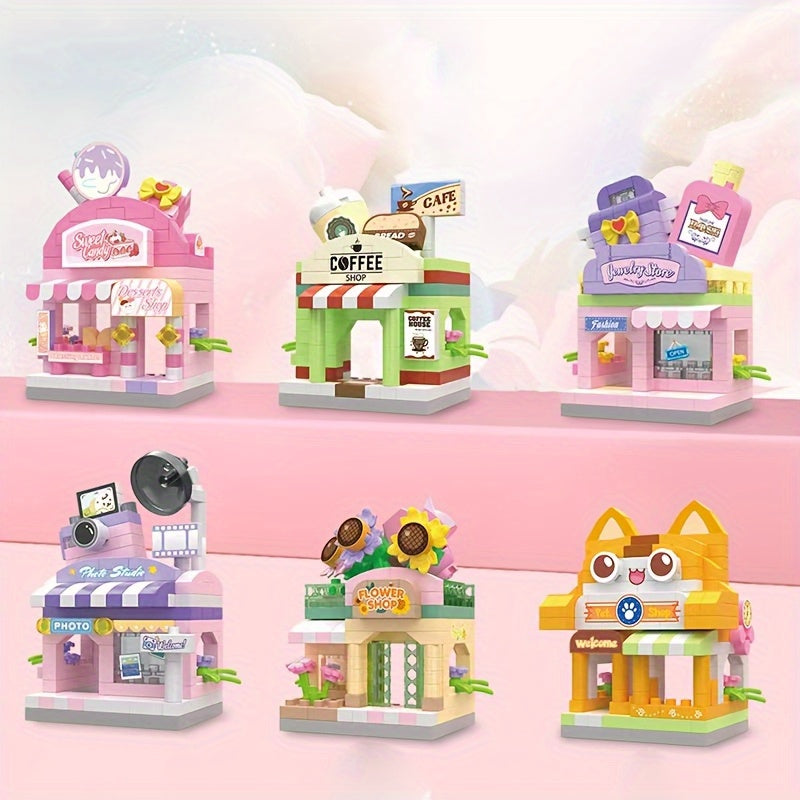 Urban Street Scene Building Block Model Toy DIY Ornament Desktop Gift