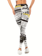 Sexy Stripe Print Leggings High Waist Slim Leggings Women's Clothing