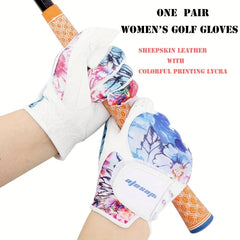 Women's Golf Gloves Flower Print Non-Slip Athletic Gloves