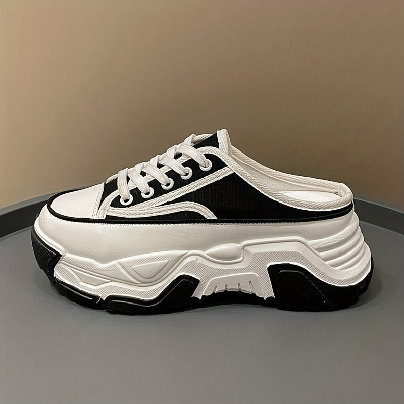 Women's Platform Canvas Slip-On Shoes Height Increasing Outdoor Sneakers