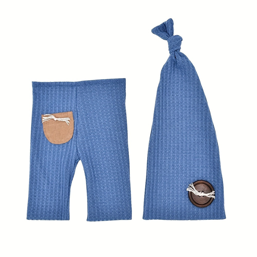 Newborn Knot Button Hat & Pants Set for Photography Props
