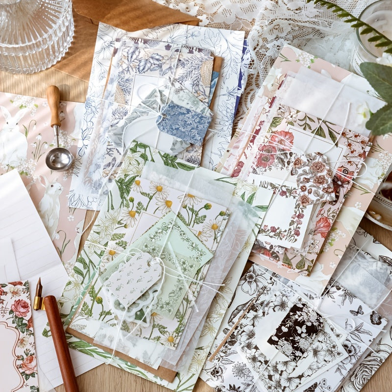 Vintage Forest Scrapbook Stickers - 40pcs Retro Bullet Journal Supplies