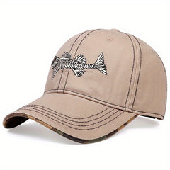 Men Fishbone Baseball Cap Adjustable Casual Hat Spring Autumn Summer Cap