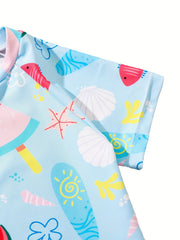 Girls Watermelon Graphic Top & Ruffle Trim Briefs Set