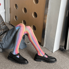 Colorful Rainbow Thigh High Socks for Women