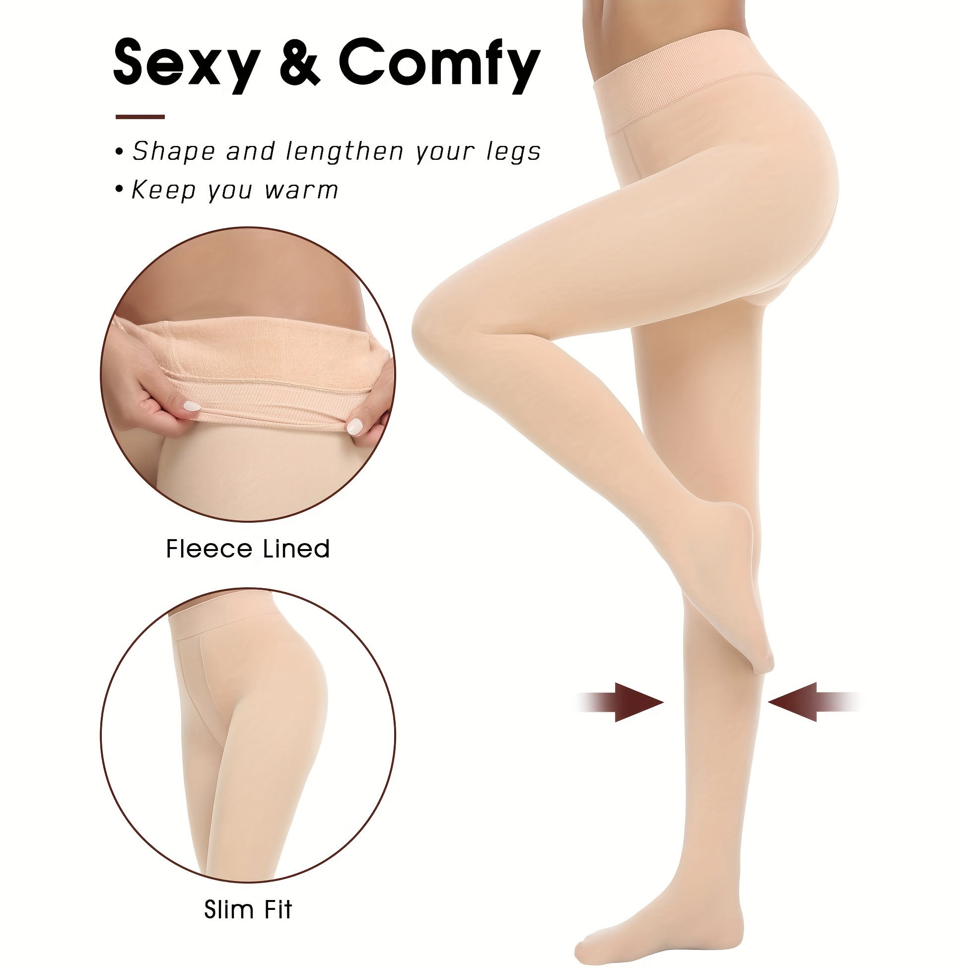 Plush Lined Tights Opaque High Waist Thermal Leggings
