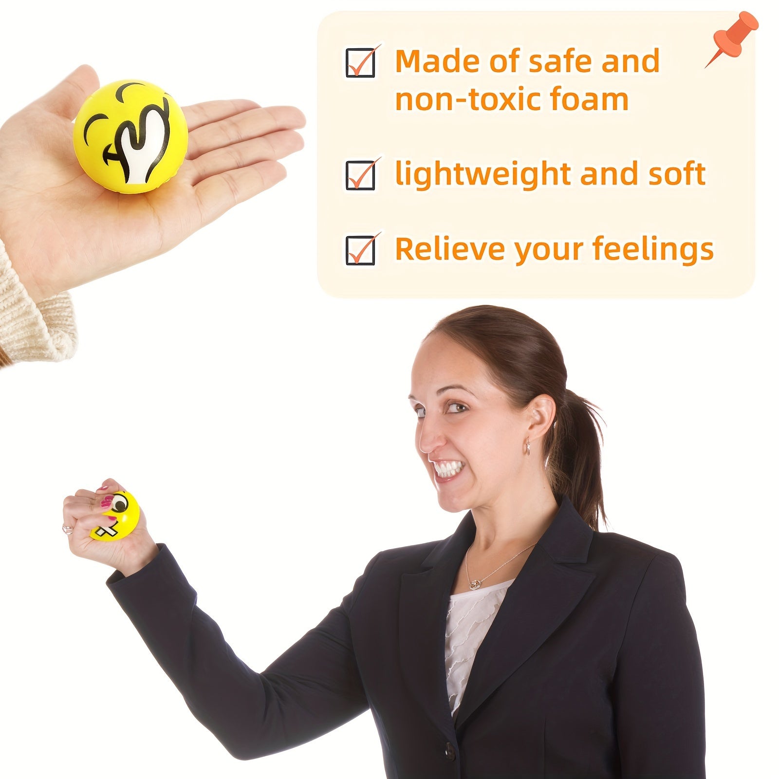 40pcs Mini 2 Inch Stress Relief Balls Foam Squeeze Toys - Funny Expressions