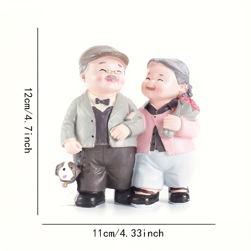 Take A Walk Old People Cake Decoration Figurine Resin Decoration