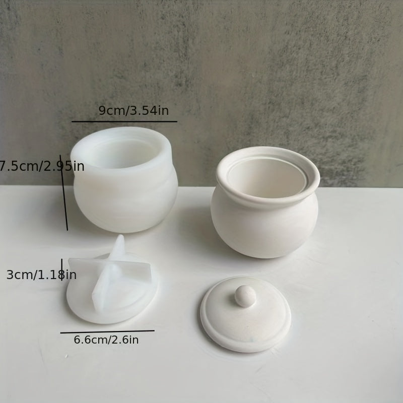 DIY Storage Jar & Lid Silicone Mold for Resin Candle Holder Making